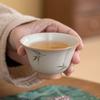 Taza de Boca Xiao Zhu Hua Pintada a Mano Mesa de Hielo Taza Maestra para el Hogar Taza Individual para Mujer Pie Alto Color Bajo Cubierta Taza de Té de Cerámica Simple