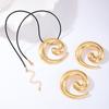 1 Conjunto Moda Estilo Oceano Exagerado Metal Grande Padrão Espiral Pingente Colar Brincos Femininos Conjunto de Joias Feriado