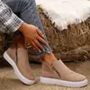 Botines de talla grande transfronterizos 2025 otoño e invierno nuevo estilo deportivo europeo y americano comercio exterior botines de tobillo de moda para mujer con cremallera lateral, punta redonda