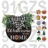 Corona de ramo de rosas de tienda de limones verdes, decoración del hogar, placa de puerta de bienvenida, colgante, listado comercial, se puede personalizar