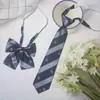 Corbata de Cuadros con Corona para Mujer, No Necesita Atar un Moño, Estilo Preppy Estudiante Corbata Escolar Jk