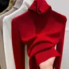 Capa base de punto gris de cuello alto para mujer, perfecta para otoño e invierno, se puede usar debajo de la ropa exterior, ofreciendo un ajuste sofisticado, suave y ceñido con un cuello con volantes.