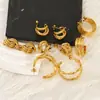 Pendientes de Acero Inoxidable de Moda con Forma de C de Doble Capa Transfronterizos para Mujer Pendientes de Botón Simples Versátiles de Acero de Titanio de Gama Alta al por Mayor
