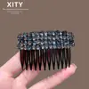 Peine Azul de Alta Gama Estilo Japonés y Coreano con Pedrería, Accesorio de Lado de Moda para el Cabello, Peine Inverso de Nuevo Estilo, Herramienta de Peinado de Alta Gama para Controlar el Cabello Suelto