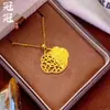Joyería de Cobre Chapado en Oro con Diseño de Rosa Grabado, Colgante de Trébol de Cristal de Hielo para Mujer, Collar de Cierre Ruyi Semi-Hueco con Nudo de Bambú de Lujo Ligero