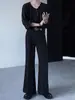 Novas calças pantalona pretas da moda com efeito de caimento de alta qualidade, luxo leve e efeito emagrecedor