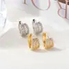 Amazon Venta Caliente Transfronteriza Pendientes de Diamantes de Tres Filas, Pendientes Femeninos y Exquisitos, Pendientes de Cobre Incrustados con Circonita, Venta al por Mayor de Pendientes