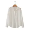 Al por mayor Otoño 2026 Nuevo Estilo Europeo y Americano Camisa Blanca Básica de Manga Larga con Cuello de Solapa para Mujer 7093
