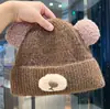 Bonito Gorro de Punto de Osito para Mujer, Gorro de Punto Grueso y Cálido con Forro de Felpa para Invierno, Gorro de Dibujos Animados Estilo Coreano con Protección para las Orejas, Hace que la Cara Parezca Más Pequeña