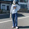 Calça Jeans Feminina Zhang Beibei Nova Coleção Primavera/Verão 2021 Cintura Alta Perna Reta Emagrecedora Perna Larga Calça Longa