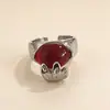 Anillo Abierto Irregular de Piedra Roja Transfronterizo para Mujer Diseño Nicho Trendy Ins Estilo Minimalista Anillo de Moda para Dedo Índice