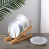 Estante Multifuncional para Platos Estante de Exhibición de Bambú para Cocina Estante para Platos Estante de Secado Vajilla de Bambú