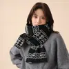 Bufanda de Punto de Doble Cara con Copos de Nieve Fair Isle para Mujer, Otoño e Invierno, Atmósfera Coreana, Bufanda Gruesa y Cálida, Chal Retro