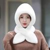 Chapéu Novo Estilo Feminino Inverno À Prova de Vento e Frio Espessado Quente Baotou Protetores de Orelha Chapéu para Andar Cachecol Celebridade da Internet Cachecol Peça Única