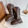Botas longas e quentes forradas com fleece para meninas para outono e inverno, botas de neve de cano alto infantis, botas de couro estilosas de princesa para meninas