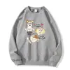 Sudadera con capucha de punto de cuello redondo nueva para otoño e invierno, estilo coreano para mujer, estampado de oso de dibujos animados, informal, holgada, con felpa interior, top engrosado