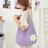 Nova Bolsa de Palha Grande Capacidade para Verão, Bolsa de Praia Tecida, Bolsa de Praia de Tricô com Flores, Bolsa Tote Elegante de Ombro Único para o Dia a Dia