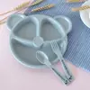 Conjunto de Tigela e Colher de Desenho Animado de Panda Separado Tigela Infantil Antiderrapante Tigela para Pais e Filhos