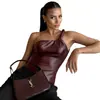 St303 Ropa Transfronteriza Europea y Americana Amazon Nuevo Color Puro Sin Mangas Cuello Diagonal Delgado Sexy Correa Retorcida Hombro Único Top