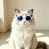 Gafas para Mascotas Gato Perro Mini Montura Redonda Gafas de Sol Figura de Muñeca Gafas Decorativas para Tomar Fotos Accesorios de Disfraz para Mascotas