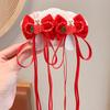 Diadema con lazo rojo estilo chino para niña, horquilla con borlas para Año Nuevo, horquilla de estilo nacional