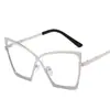 Gafas de Metal para Mujer Cross X con Lente Plano Antiluz Azul, Moda Ins, Montura Personalizada para Celebridad Cyber, Montura Artística Retro