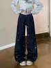 Calça Jeans Casual Wide-Leg Longa Lavada Outono Nova Bordada com Cimitarra Estilo Cartoon Retrô Americano para Homens e Mulheres