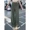 Pantalones Anchos de Seda Helada Verde Oscuro para Mujer, Novedad Verano 2026 Cintura Alta Sueltos Casuales Fluídos Fitness Yoga Deportivos
