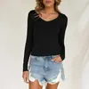 Camiseta sin mangas de color liso de manga larga casual europea y americana transfronteriza Ropa para mujer Otoño e Invierno 2026 Sitio Independiente de Amazon