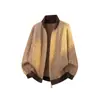 Otoño Invierno Nuevo Suéter de Punto Cardigan Chaqueta para Hombre Estilo Retro Perezoso Bloque de Color Cuello Alto Juvenil Casual