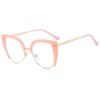 Gafas Cat-Eye de Media Montura de Montura Grande con Espejo Plano Anti-Luz Azul Nuevas Gafas de Montura Europeas y Americanas Gafas Retro de Moda Espejo Plano