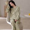 Pijama para Mujer Primavera y Otoño Algodón Puro Manga Larga Pantalón Dulce Degradado Casual Ropa de Casa 2025 Nuevo Traje Estilo Juvenil