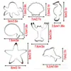 Conjunto de 7 Peças de Molde para Biscoito de Modelagem de Vida Marinha Aço Inoxidável Cortador de Biscoito Lagosta Molde para Assar Cavalo-Marinho Concha