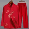 Traje Tang Estilo Chino para Personas de Mediana Edad y Mayores, Hanfu para Papá, Traje Retro de Manga Larga para Primavera y Verano, Atuendo para Abuelo, Traje de Tai Chi para Ejercicio Matutino
