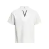 Camisa Polo de Manga Corta con Cuello en V y Parches a Cuadros para Hombre, Nueva Camiseta Top de Golf Intelectual para Commuter Primavera/Verano para Mujer, Moderna