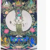 Grande Thangka Pintado à Mão de Estátuas de Buda, Manjushri e Samantabhadra, Pintura Pendurada para Salão Budista, Deus Amarelo da Riqueza, Entrada da Sala de Estar, Pintura Decorativa Nepalesa