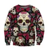 Cabello liso de fábrica estampado de calavera 3D Halloween comercio exterior transfronterizo nuevo suéter de cuello redondo para hombre tendencia holgado