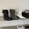 Botas de tacón grueso para mujer, estilo holgado, 2026, nuevo, verano-otoño, vintage, versátiles, punta fina, con hebilla, adelgazantes, estilo vaquero occidental
