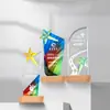 Trofeo de cristal colorido, artículo conmemorativo, grabado impresionante, medalla de premio para empleados destacados, trofeo creativo y de alta gama, impresión a color