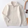 Novo suéter de lã infantil outono e inverno com gola, pulôver de malha com zíper parcial espessado para meninos e meninas, blusa de base para bebês