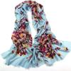Bufanda de Lana Impresa de Invierno Transfronteriza para Mujer, Estilo Europeo y Americano, Sarga de Hilo 80, Bordes Finamente Enrollados, Chal Cálido, Estilo Callejero Versátil con Borlas