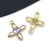 1 Peça de Pingente Charme de Trevo de Quatro Folhas com Diamante Colorido Quadrado Banhado a Liga K Dourada e Branca para Pulseira Colar DIY Acessório de Joia