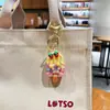 Colgante Original de Helado de Fresa con Burbujas Rellenos de Aceite para Mujer, Lindo Colgante de Burbujas, Llavero de Botella de Arena Movediza, Accesorios para Bolso de Pareja
