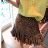 Saia Ruffled Estampa de Leopardo Retrô Americana 2026, Saia Sirene Slim de Cintura Alta, Saia Curta de Chiffon Estilo Garota Spicy