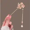 Accesorios para el Cabello de Ferroaleación Pasador de Flor de Cerezo Pasador de Cabello Hanfu de Alta Gama Pasador de Disco de Cheongsam con Borla