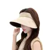 Sombrero Visera de Seda Helada Estampado Versátil Moda de Verano Estilo Coreano para Mujer, Protección Solar al Aire Libre Sombrero Pinza para el Cabello Bloqueador de UV