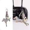 Venta al por mayor de fábrica Ins Retro Perro Salchicha Colgante para Bolso Serie Miu Cachorro Cuerda Trenzada Hecha a Mano Llavero de Pareja Cordón