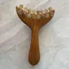 Raspador Facial Verde de Sándalo en Forma de Media Luna, Masajeador Meridian de Madera Maciza para Masaje de Senos y Axilas, Cuidado Facial, Masajeador Meridian de Cintura y Piernas