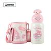 Taza de oso Merlotti con pajita, taza de acero inoxidable para bebidas dobles, especial para la escuela, taza térmica japonesa para niños
