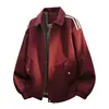 Chaqueta cortavientos casual versátil holgada simple moderna con forro de polar engrosado y cuello camisero para hombre, otoño e invierno, primavera y otoño
